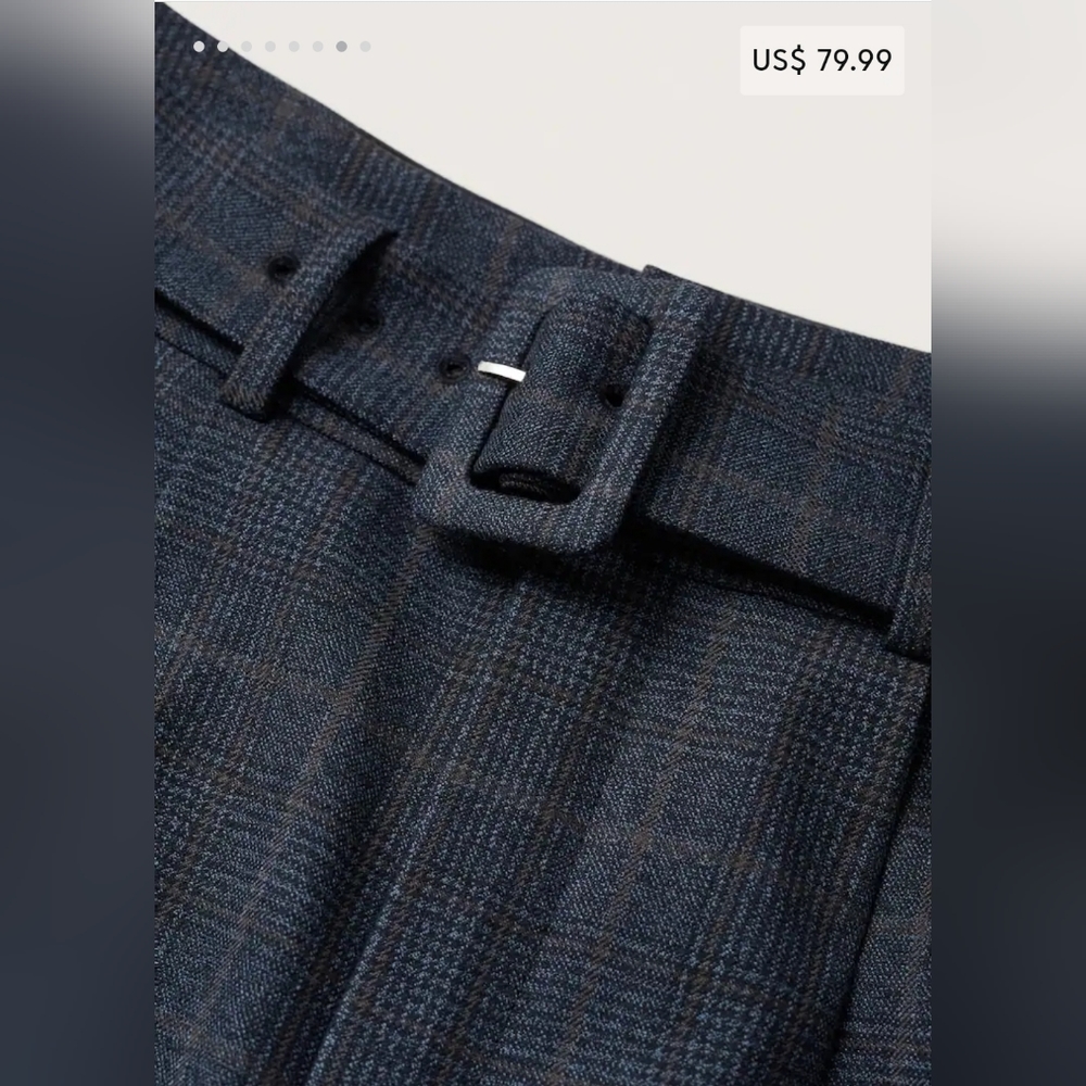 Mango Belt high-waist trousers - Plaid - Picture 7 of 12